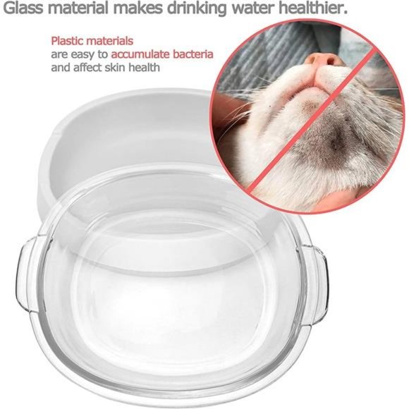 Dog Cat All Pets Glass Food Water Bowls Transparent Portable Protect Pets' Spine - Picture 7 of 7